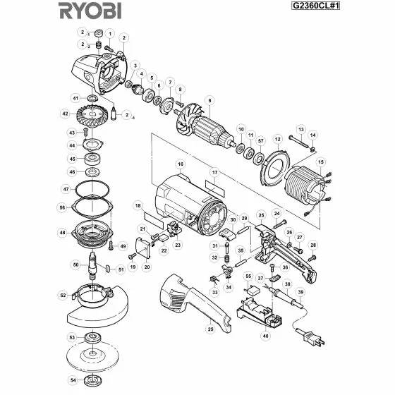 Ryobi G2360CL Spare Parts List Type: 5133000903